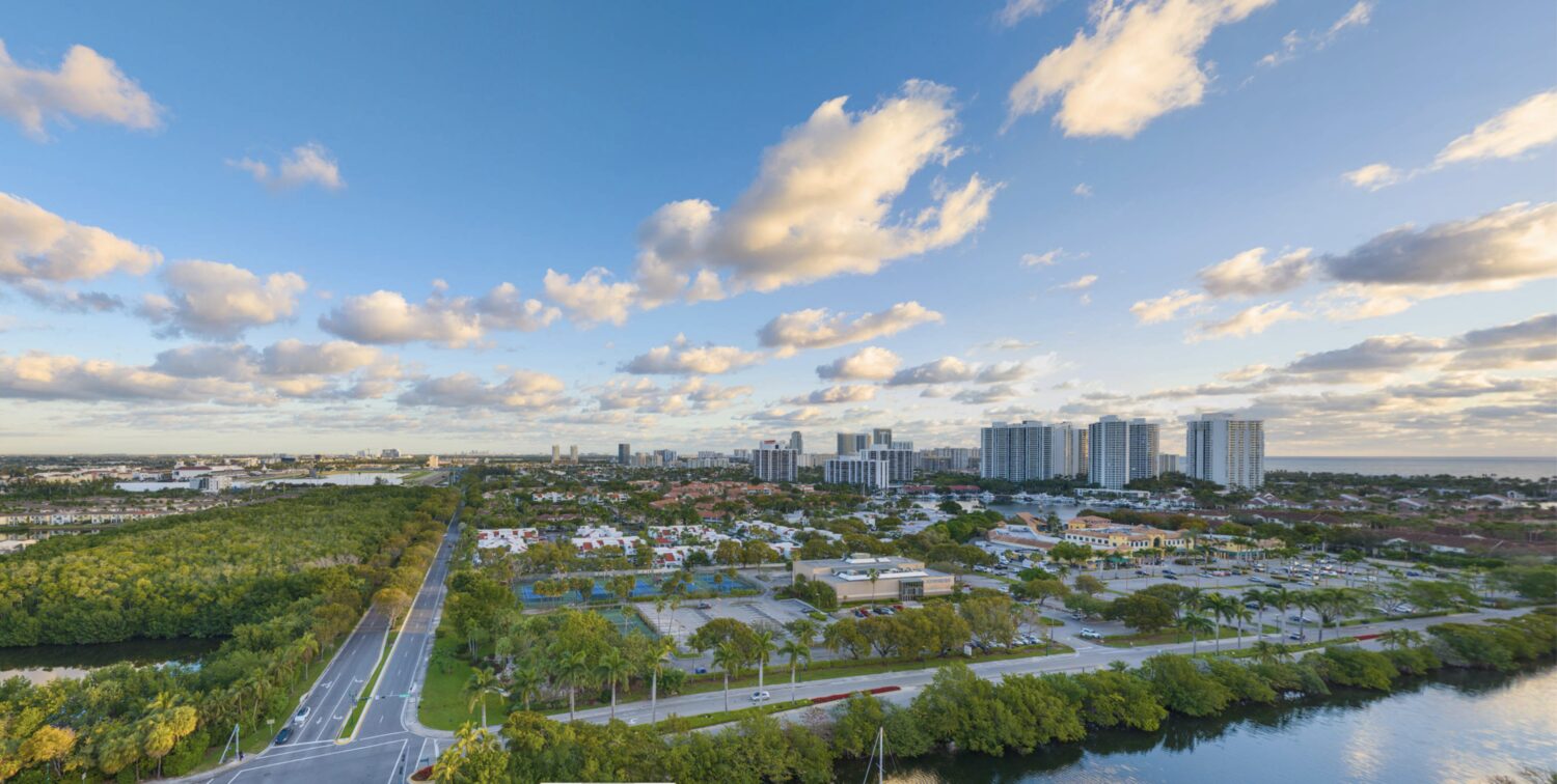 View north from level 11 at sunset