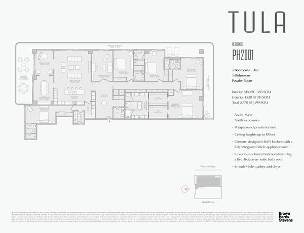 Tula floor plan — Penthouse 01 · West