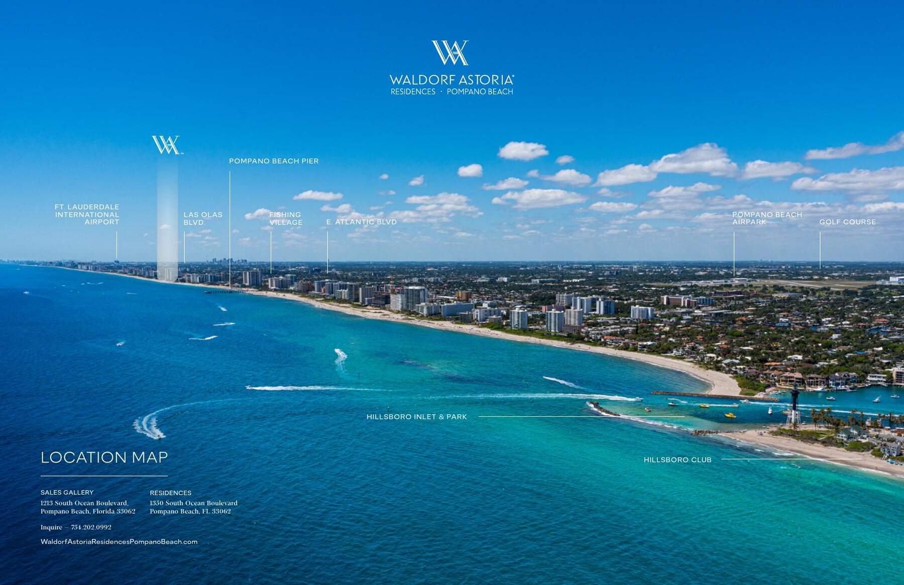 Location map around 1350 South Ocean Boulevard, Pompano Beach